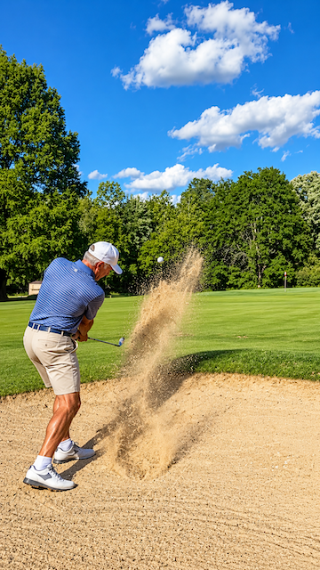 Golfer Dramatic Bunker Shot